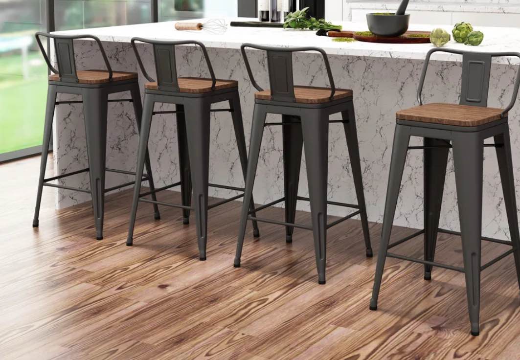Saleh Counter Stool with Metal Frame ( Set of 4)