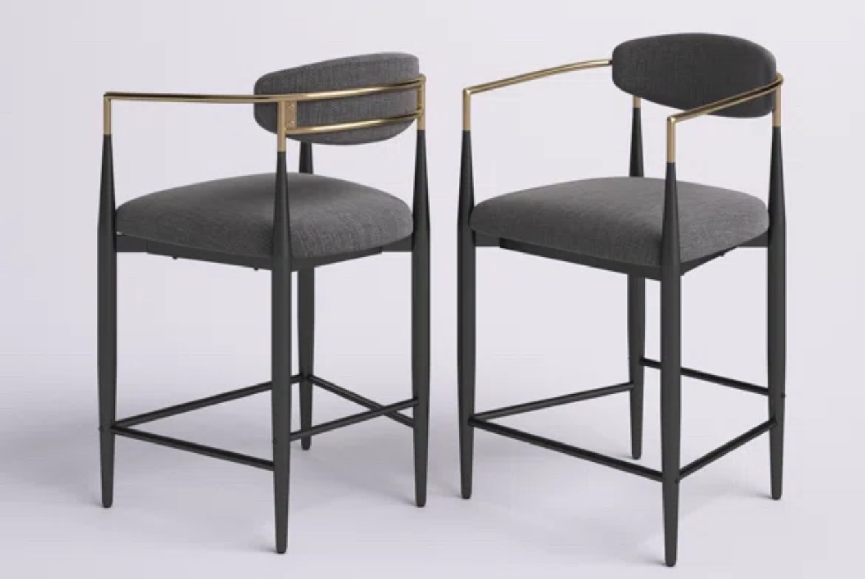 Maconay Upholstered Counter Stool with Metal Frame ( Set of 2)