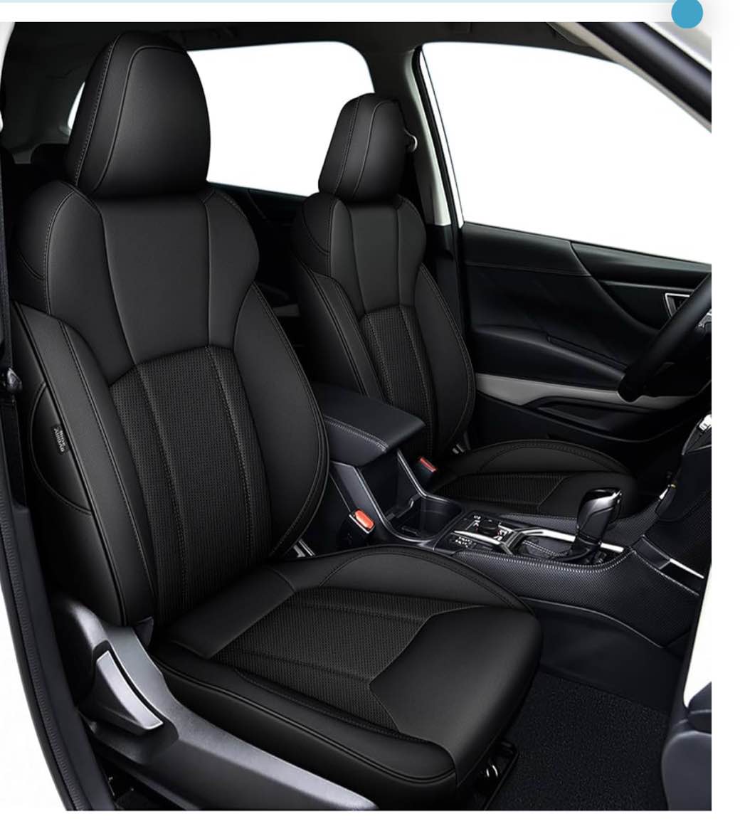 Custom Fit Seat Covers for Subaru Forester 2019 2020 2021 2022 2023 2024 Full Set Faux Leather Car Seat Covers Black