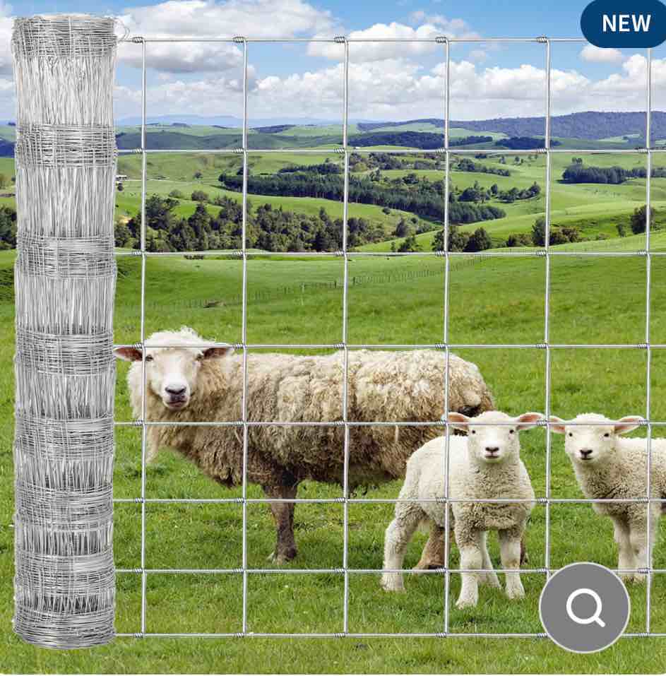 Garvee Farm Fence 4x328ft Heavy Galvanized Goat Fence, Cattle Fence, Deer Fence, Heavy Zinc Coating Hog Wire Fencing for Yard Livestock Animals Protection