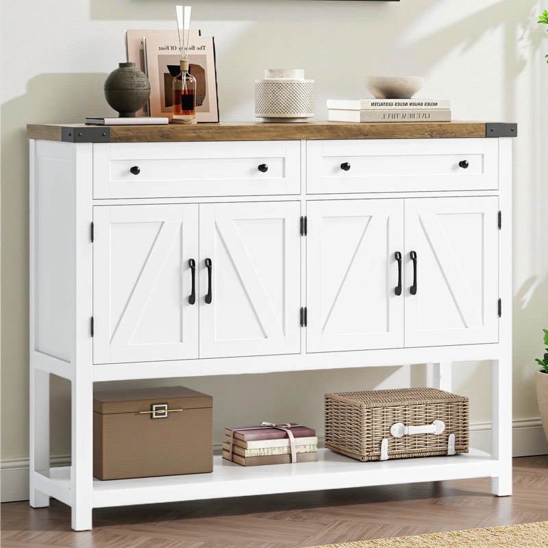 Darius 47.2" Wood Console Table with 2 Drawers, Modern Farmhouse