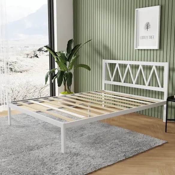 38" Metal Platform Bed Frame with Headboard Latitude Run