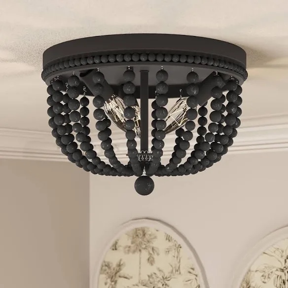 Laurel Foundry Speier 3-Light Dimmable Beaded Flush Mount Ceiling Light