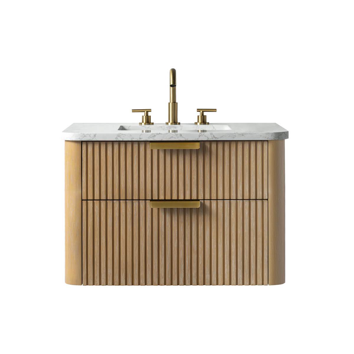 Liljan 30'' Wall-Mounted Single Bathroom Vanity with Engineered Stone Top