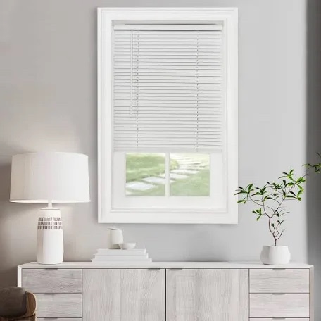 Cordless Light Filtering Mini Blind - 28 Inch Width, 72 Inch Length, 1" Slat Size - Pearl White - Cordless GII Morningstar Horizontal Windows Blinds for Interior by Achim Home Decor