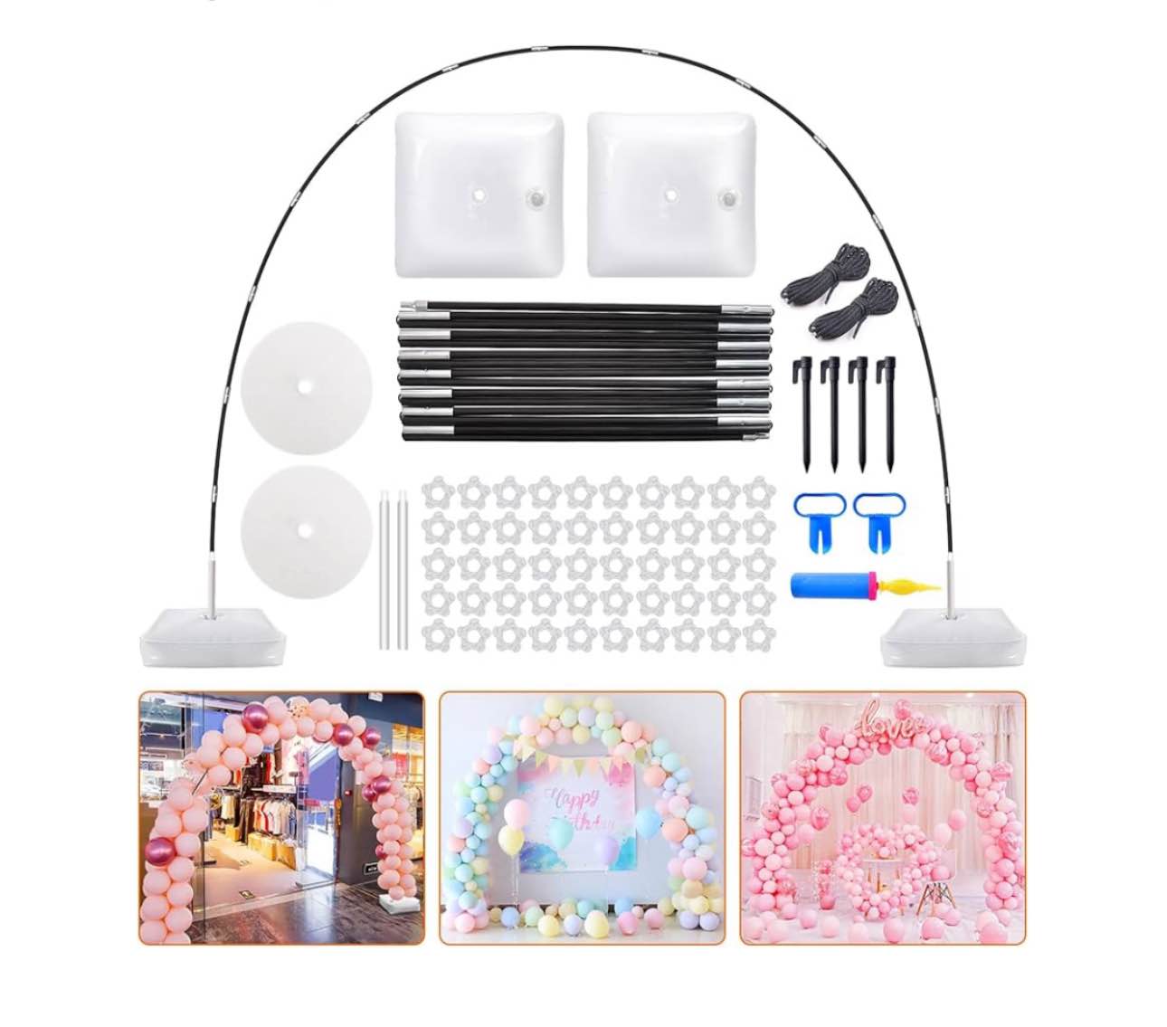 Chamvis Balloon Arch Kit, 9FT Height & 10FT Width Adjustable Balloon Arch Stand Garden Arbors: Balloon Arch Frame Plant Support Stand for Wedding Baby Shower Birthday Garden Arbors Photo Backdrop