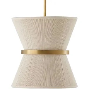 Capital Lighting 341211NP Cecilia Transitional Art Deco Luxe Hand-Wrapped Bleached Natural Rope Tapered Pendant Light Fixture, 1-Light 100 Watt, 14" H x 12" W, Patinaed Brass