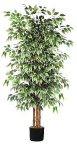 GTIDEA 6ft Artificial Tree Ficus, Tall Faux Trees Indoor with Natural Trunk and Fake Silk Tree Fake Plants for Summer Home Decor Living Room Outdoor Balcony House Office (Included Dried Moss)