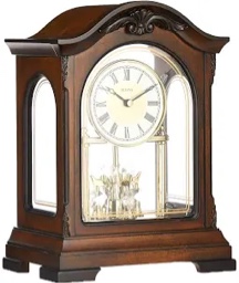 Bulova Clocks B1845 Durant Walnut Wood and Glass Revolving Pendulum Clock  Brown