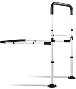 FSA/HSA Eligible, Vaunn Medical New Adjustable Bed Assist Rail Handle (Passed ASTM F3186- 17 Safety Standard) and Hand Guard Grab Bar, Bedside Safety and Stability (Tool-Free Assembly), White/Black