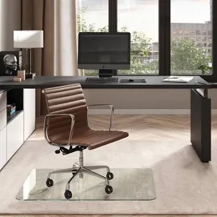 Exclusive Beveled Edge Glass Chair Mat for a Smooth Glide and Easy Roll On/Off by Clearly Innovative, Ultimate Office Chair Mat for Carpet or Hardwood Floor, 36x46