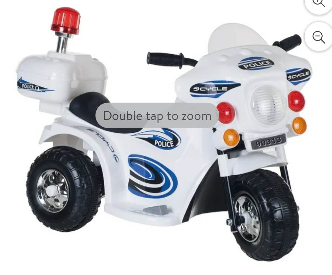 Motorcycle Ride On Battery Powered Toy for Kids with Police Decals, Reverse, and Headlights by Hey! Play!