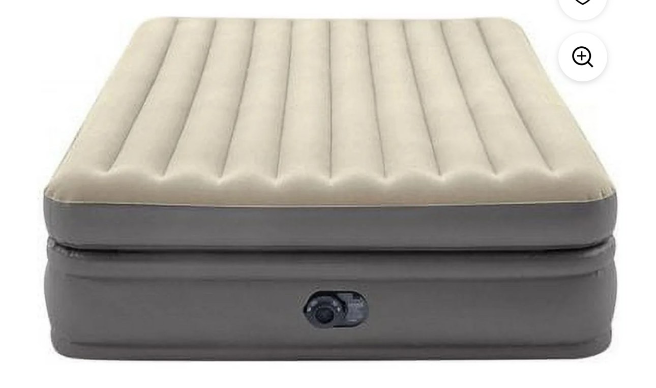 Intex Raised Comfort Pillowtop 20 Inches Air Mattress with 120V Internal Pump, Queen