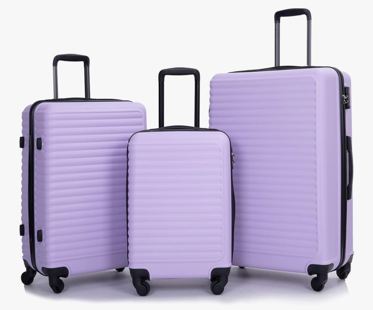 Travelhouse Luggage Set 3 Piece, Spinner Suitcase Lightweight TSA Lock, ABS Hardside Luggage with Spinner Wheels (20/24/28inch) (lavender purple) ( One zipper from large suitcase is broken)