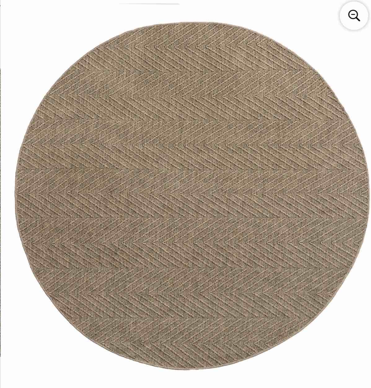TOWN & COUNTRY BASICS Pax Herringbone Textured Solid Everwash® Washable Area Rug, Low Pile, Non-Slip Backing, Easy Clean Pet & Family Friendly Rug, Brown, 8' Round