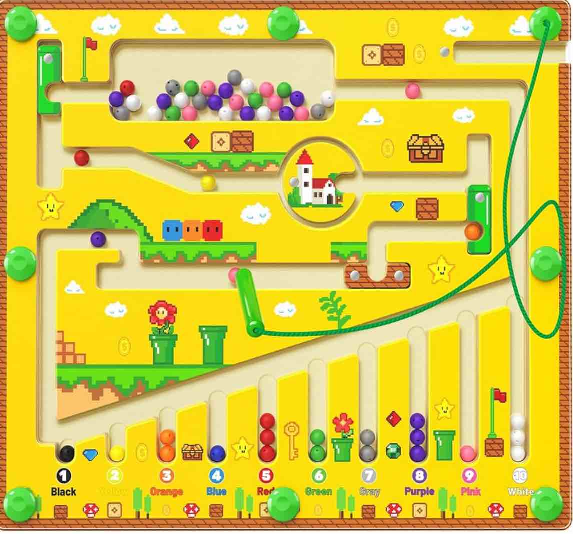 Magnetic Color and Number Maze, Montessori Toys for 3+ Year Old, Wooden Puzzle Busy Board, Learning Educational Preschool Activity Toys, Toys for Toddlers Kids Boys Girls 3 4 5 Years Old Gift