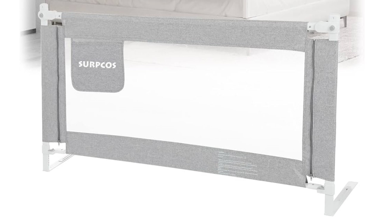 SURPCOS Bed Rails for Toddlers -New Upgraded Extra Long Bed Guardrail for Kids Great Fit for Twin, Double, Full-Size Queen & King Mattress, Grey (78.7 x 30in) ( 1 side ONLY)