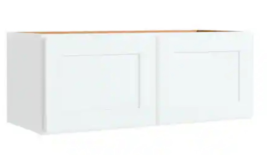 Smart Cabinetry Assembled Shaker Wall Bridge Kitchen Cabinet ( 30 x 12) ( One in Stock is Different color shown in picture, Has a small chip on corner)