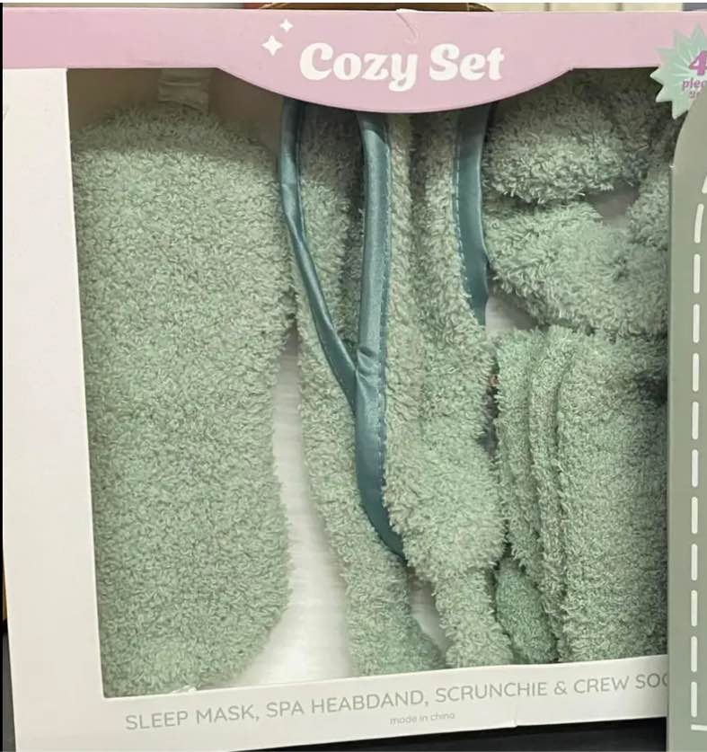 Piece Cozy Set With Sleep Mask, Headband, Scrunchie Crew Socks