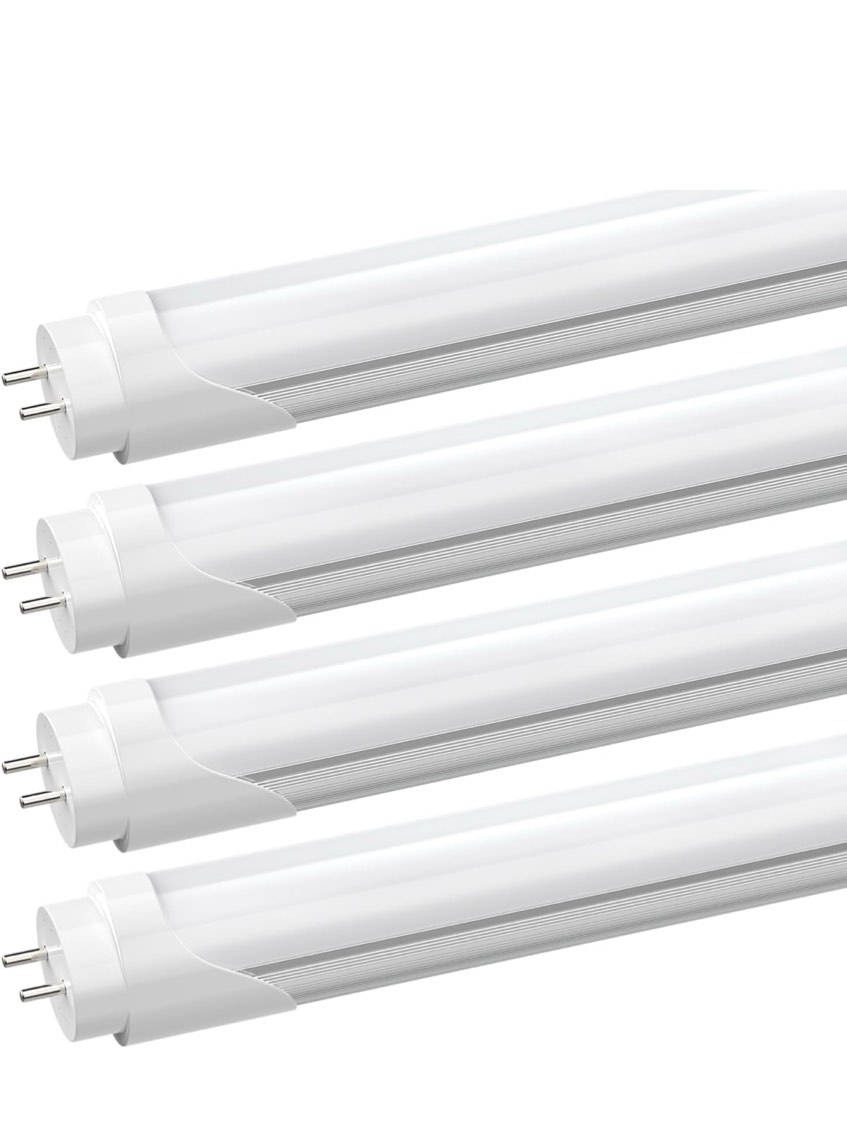 JESLED T8 LED 4FT Type A+B Light Bulbs, 24W(65W Equivalent), 3000LM, 6000K Super Bright, Plug and Play or Ballast Bypass, 4 Foot LED Fluorescent Tube Replacement, ETL Listed, Dual-Ended, Clear(4-Pack)