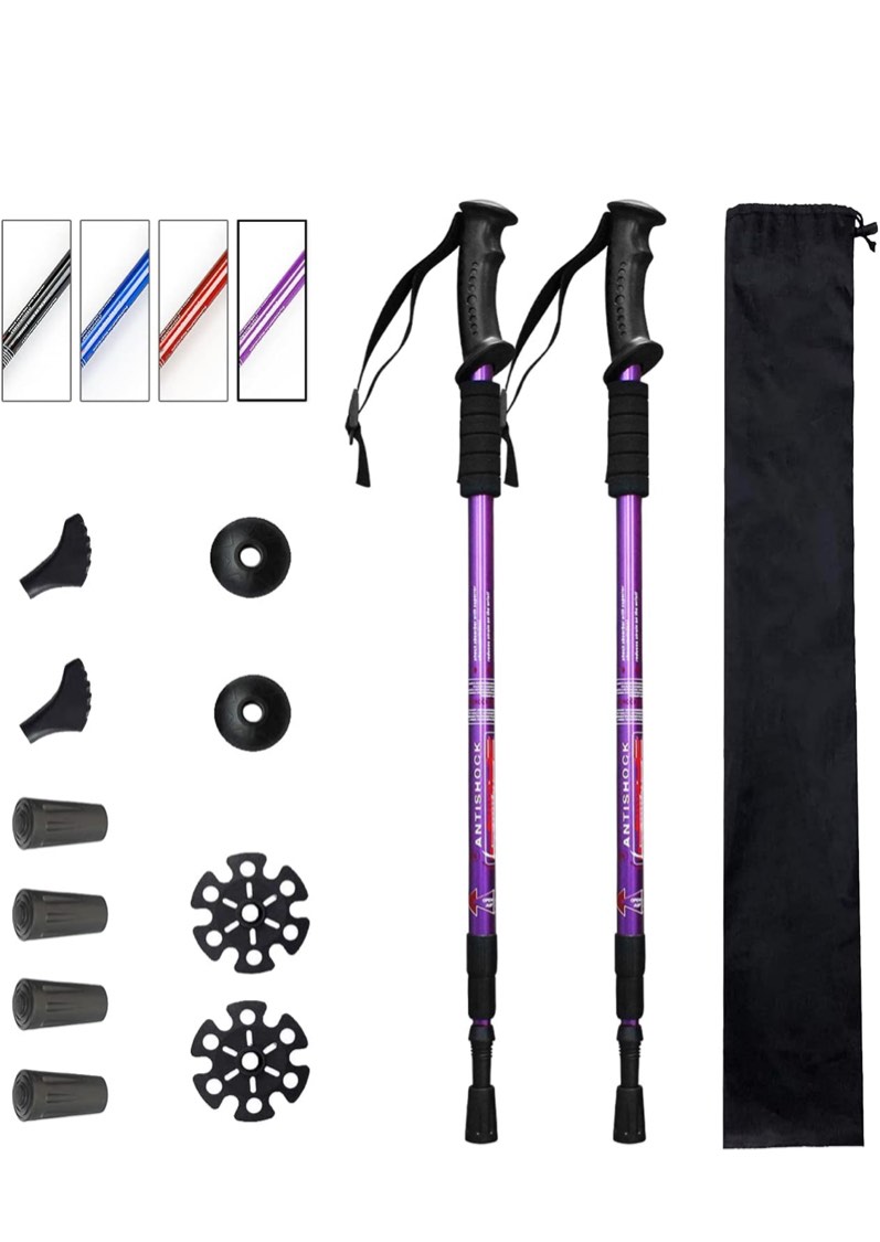 Aihoye Trekking Poles Shock Absorbing Adjustable Hiking or Walking Sticks for Hiking Collapsible Strong, 2-pc Pack Lightweight Walking Pole, All Terrain Accessories and Carry Bag