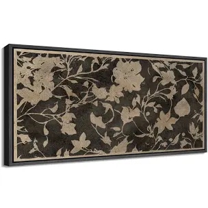 Abstract Botanical Vintage Floral Pattern in Landscape Retro Decor Extra Large Artwork Wall Art
