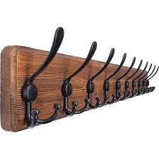 (3 hooks broke) SKOLOO Rustic Large Wall Mounted Coat Rack-38.6" Long Coat Rack for Wall, Pine Solid Wood Wall Coat Rack Hook, Farmhouse Coat Hanger Wall Mount for Hanging Backpack Jacket Coat Hat