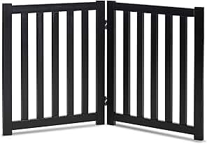 wooden free standing pet gate black