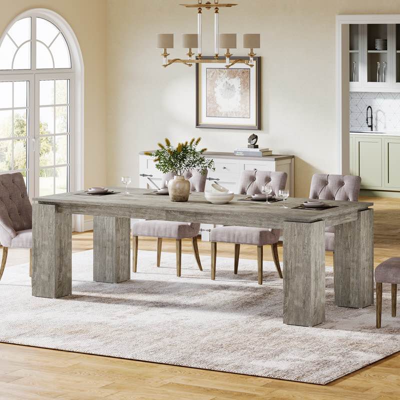 86.61 Inches Long Wood Dining Table For 8 People