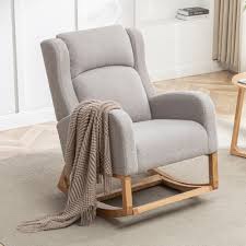 27.3" wide rocking chair with solid wood leg and footrest