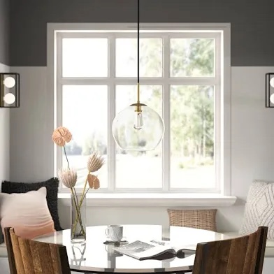 1- single pendant light with clear glass shade 