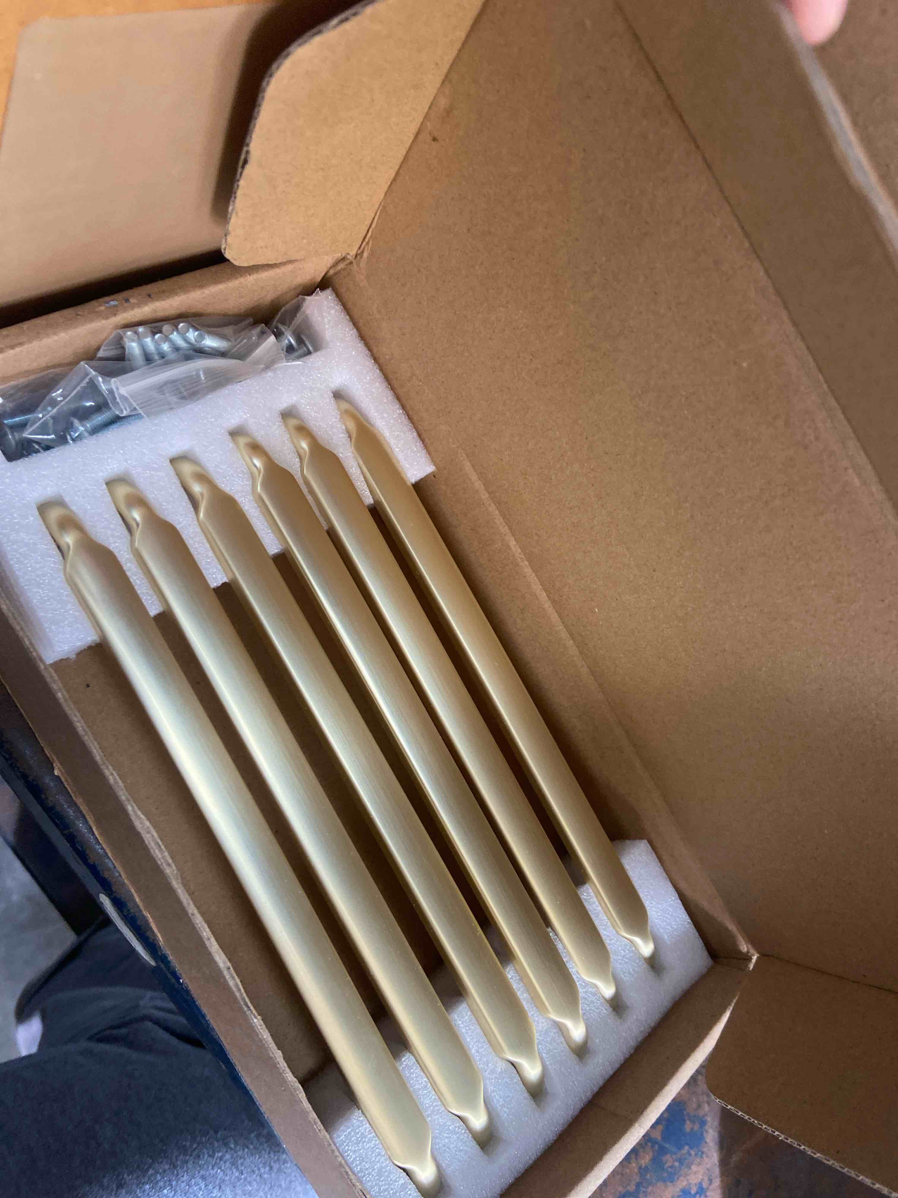 Condition photo showing New/Like New for 6 pack 10 inch cabinet pulls brushed gold kitchen cabinet handles zinc alloy drawer pulls solid cabinet hardware 10'' hole center(254mm) brushed gold 6