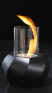 6" black glass ethanol fireplace 