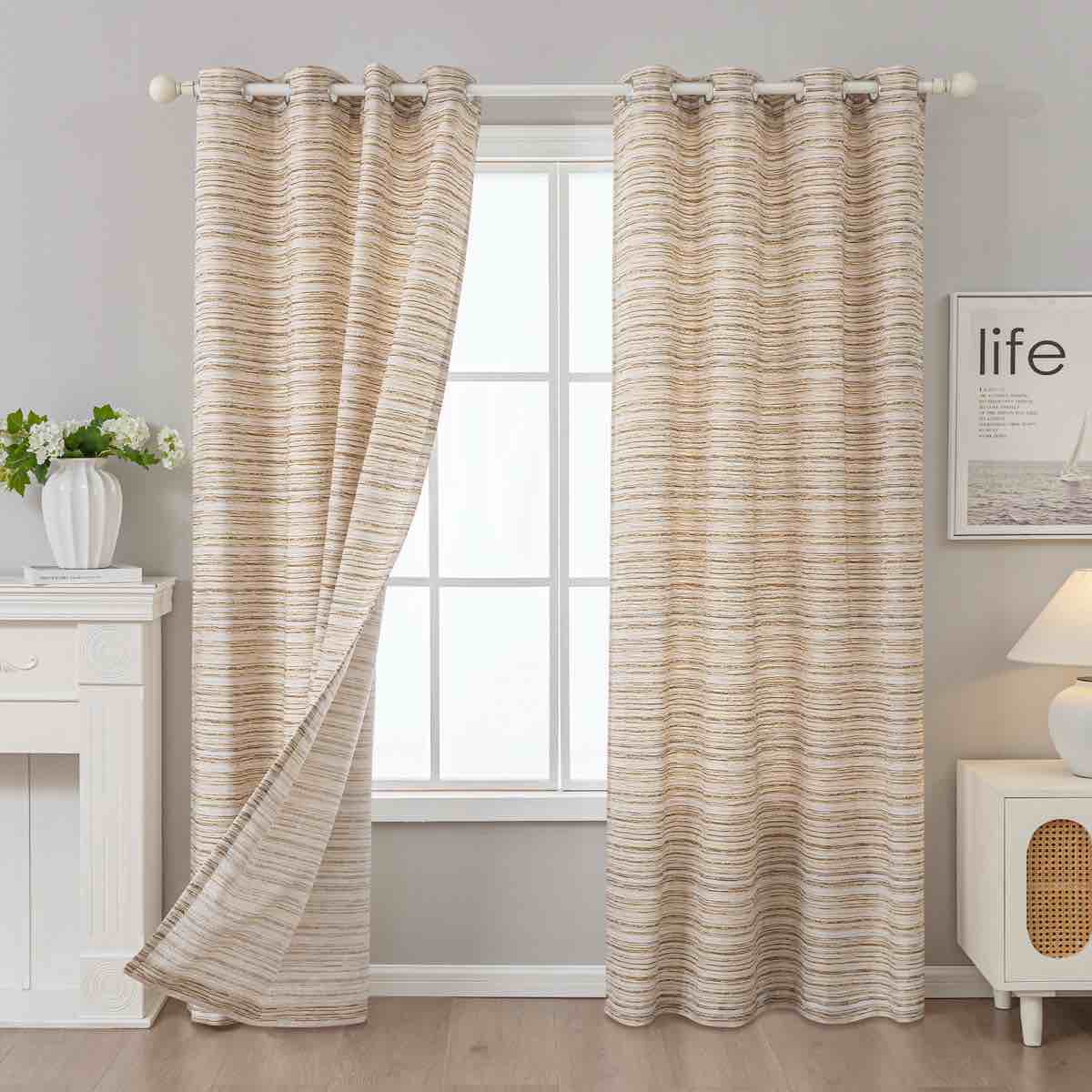 ombre gradient striped jacquard light filtering curtain pair (set of 2)