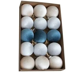 15 pcs velvet christmas ball ornaments, 8cm flocked ornaments 