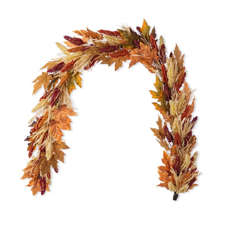 72"l fall multi- colored sorghum garland 