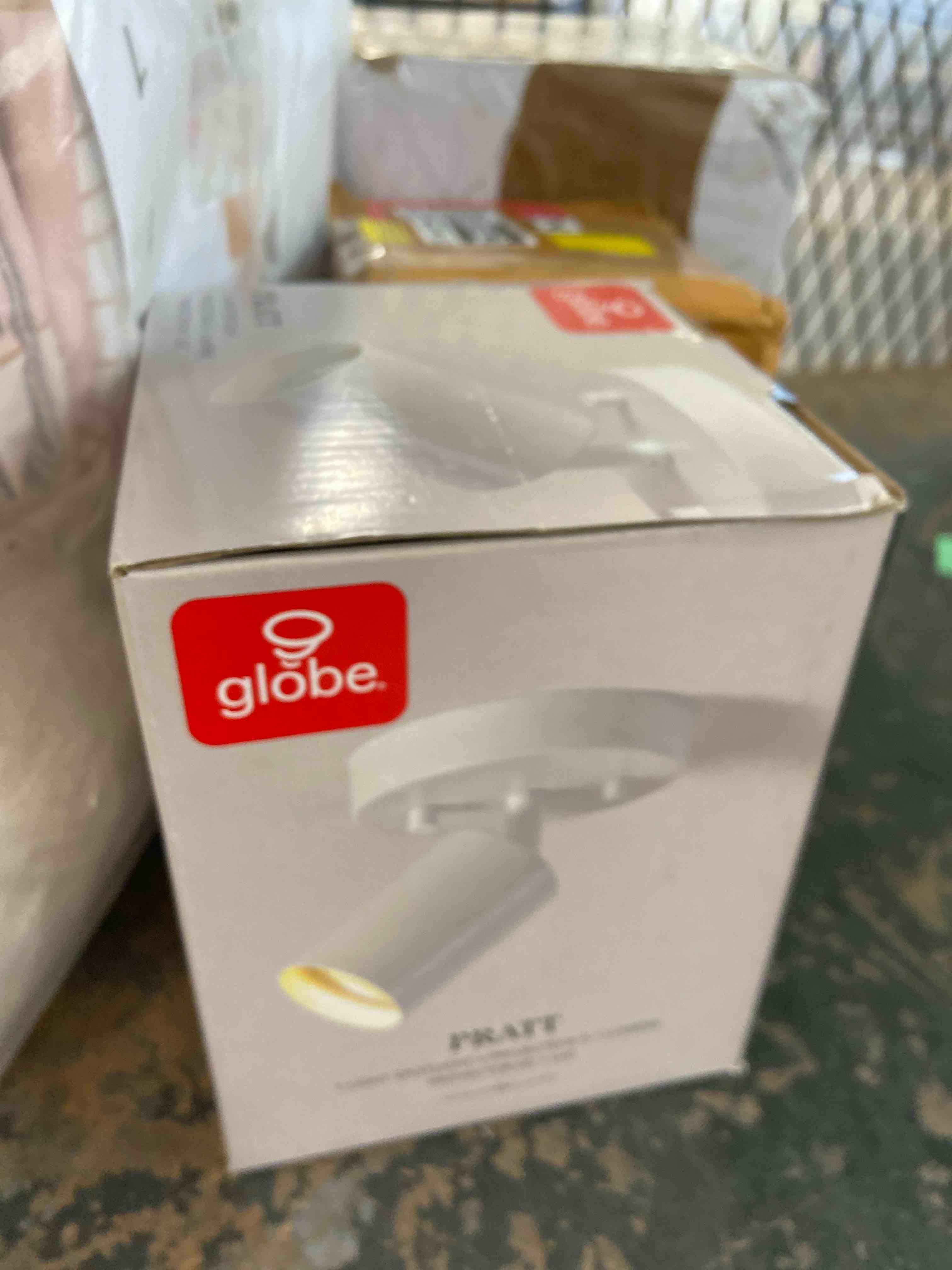 Condition photo showing New/Like New for globe electric 1-light track spotlight, matte white, pivoting head, dimmable, 57499