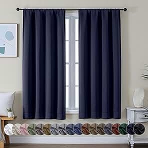 achim bordeaux indoor polyester light filtering solid curtain panel  navy  52-in w x 63-in l