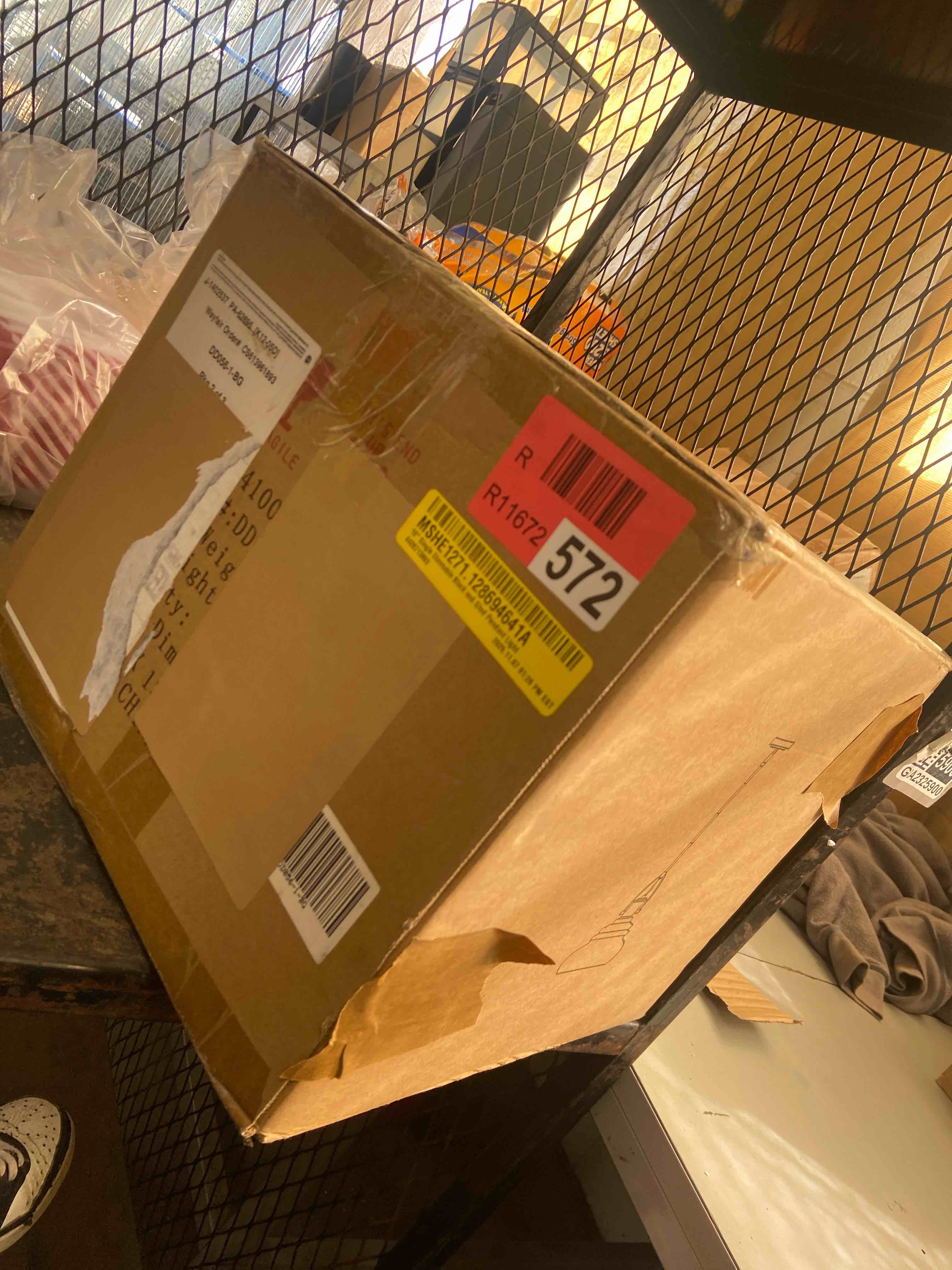 Condition photo showing New/Like New for 10" single dimmable black and glod pendant light