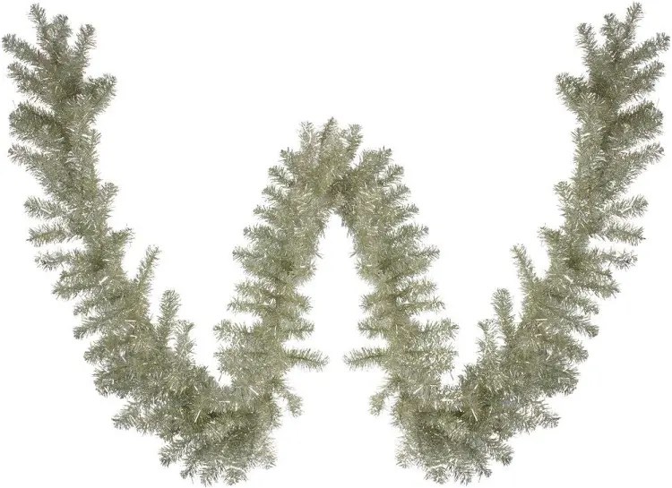  pre lit champagne tinsel garland