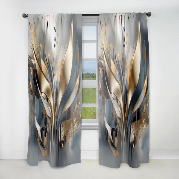 Abstract Shapes And Lines IV - Modern Velvet Curtain - Room Darkening