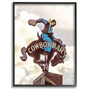 Western Cowboy Bar Sign by JG Studios Single Piture Frame Print on