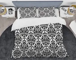 Black and White Damask - Abstract Duvet Cover Set - Microfiber Pol