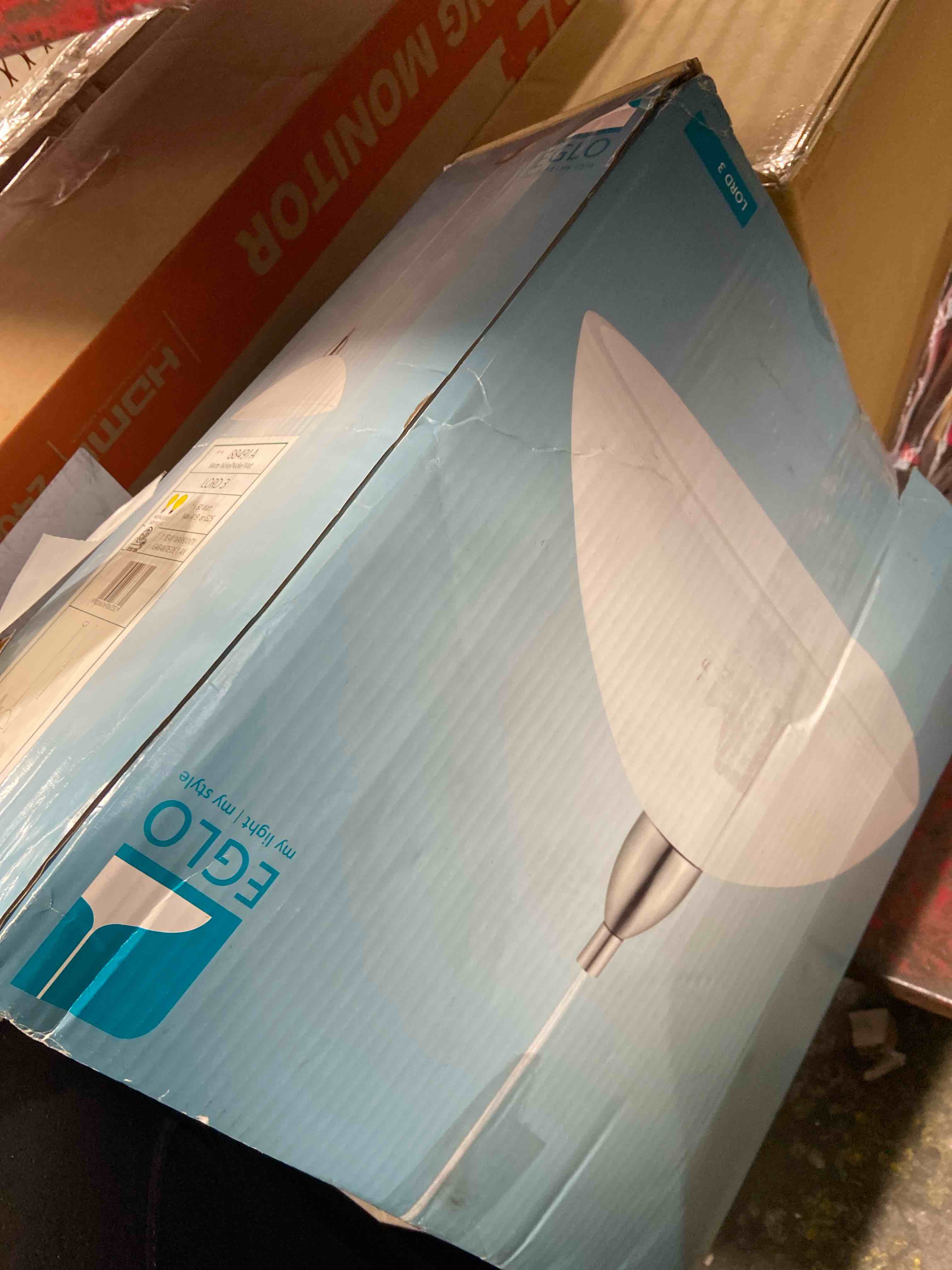 Condition photo showing As Is for eglo lighting-88491a-lord 3 - one light pendant  matte nickel finish with painted white glass