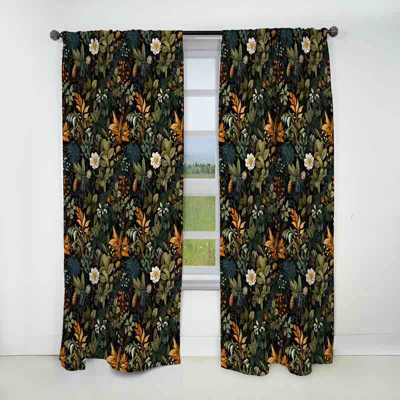 rustic wilderness cottage charm - traditional blackout floral curtain