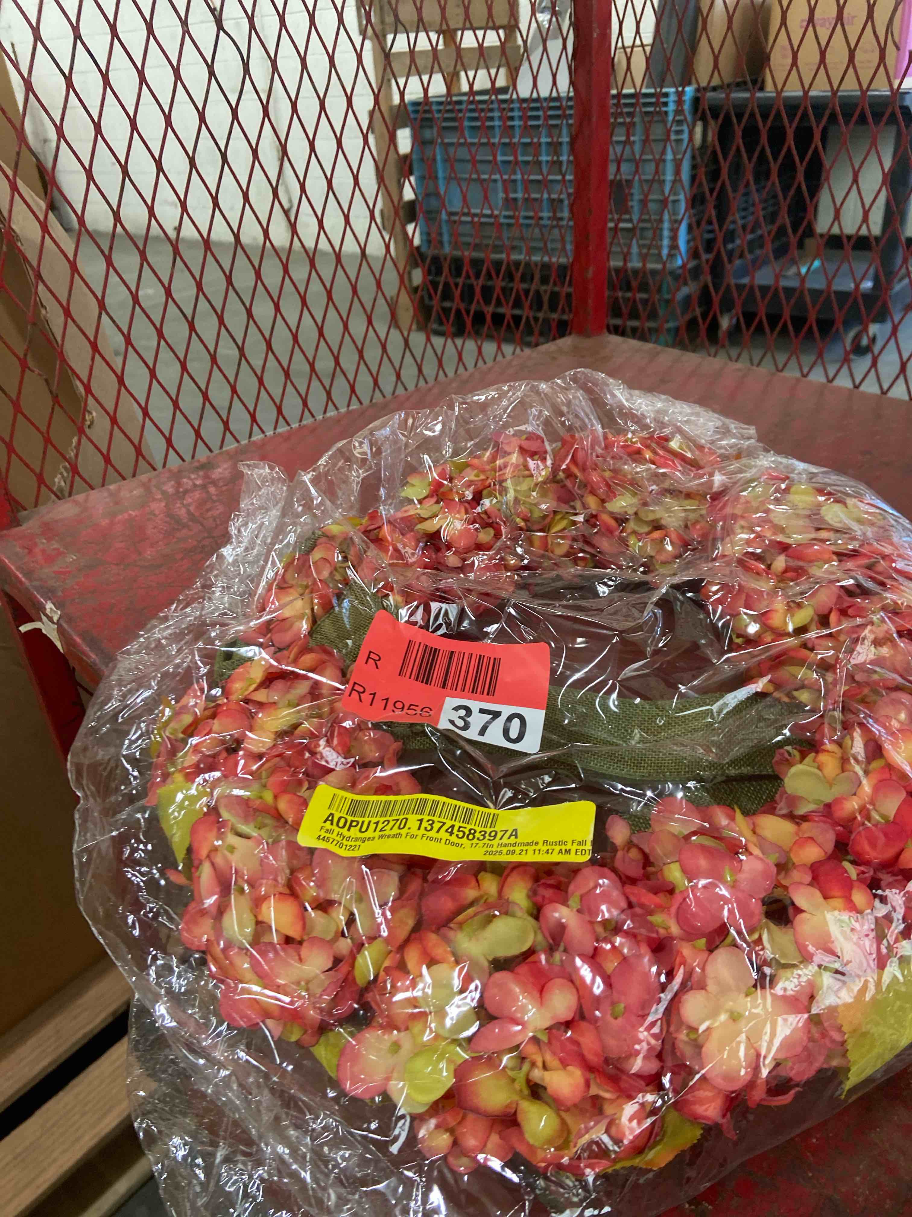 Condition photo showing New/Like New for fall hydrangea wreath for front door, 17.7in handmade rustic fall