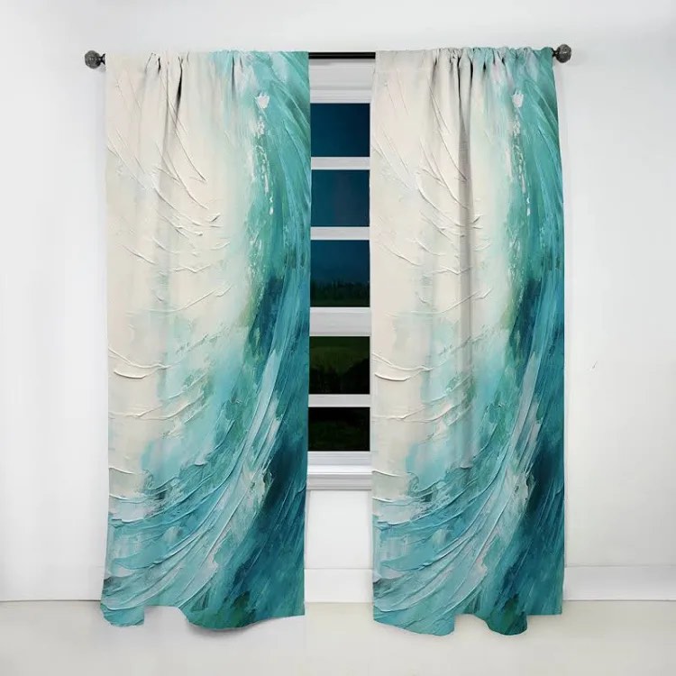 Teal Twisting Tranquility Spiral - Modern Curtain - Velvet Room Dar