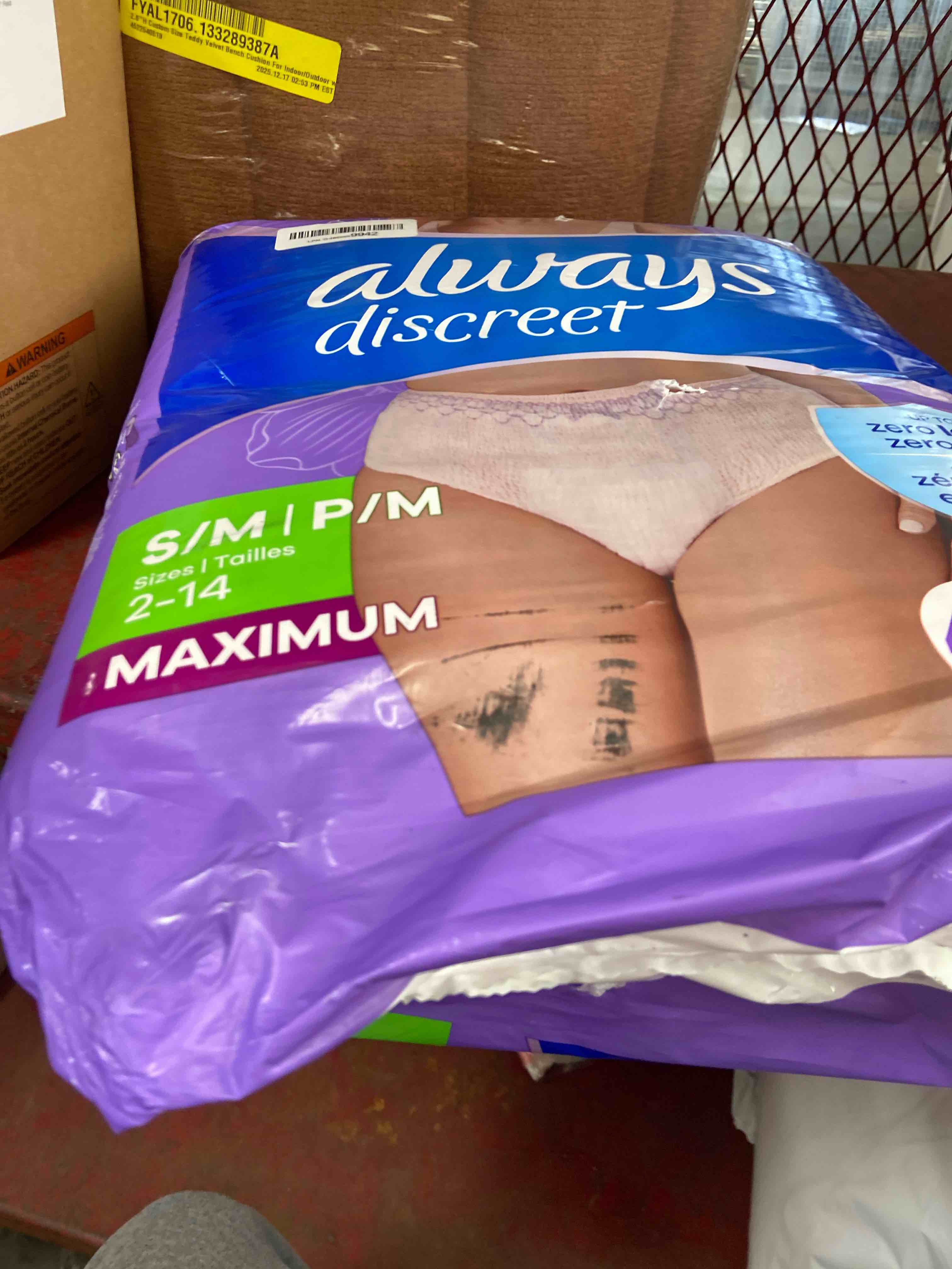Condition photo showing New/Like New for always discreet incontinence underwear for women maximum absorbency, s/m, 42 count (packaging may vary) small/medium 42