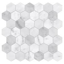 11.3" x 11.4" Stone Composite Peel & Stick Mosaic Wall Tile