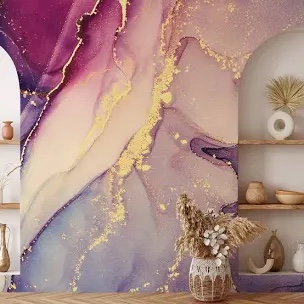 Peel and Stick Wallpaper Wall Mural Watercolor Marble Bright Alcoho 